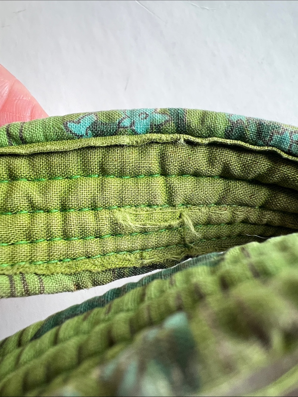Handmade Quilted Green Floral Tote Bag - London May Court Club - Picture 11 of 12